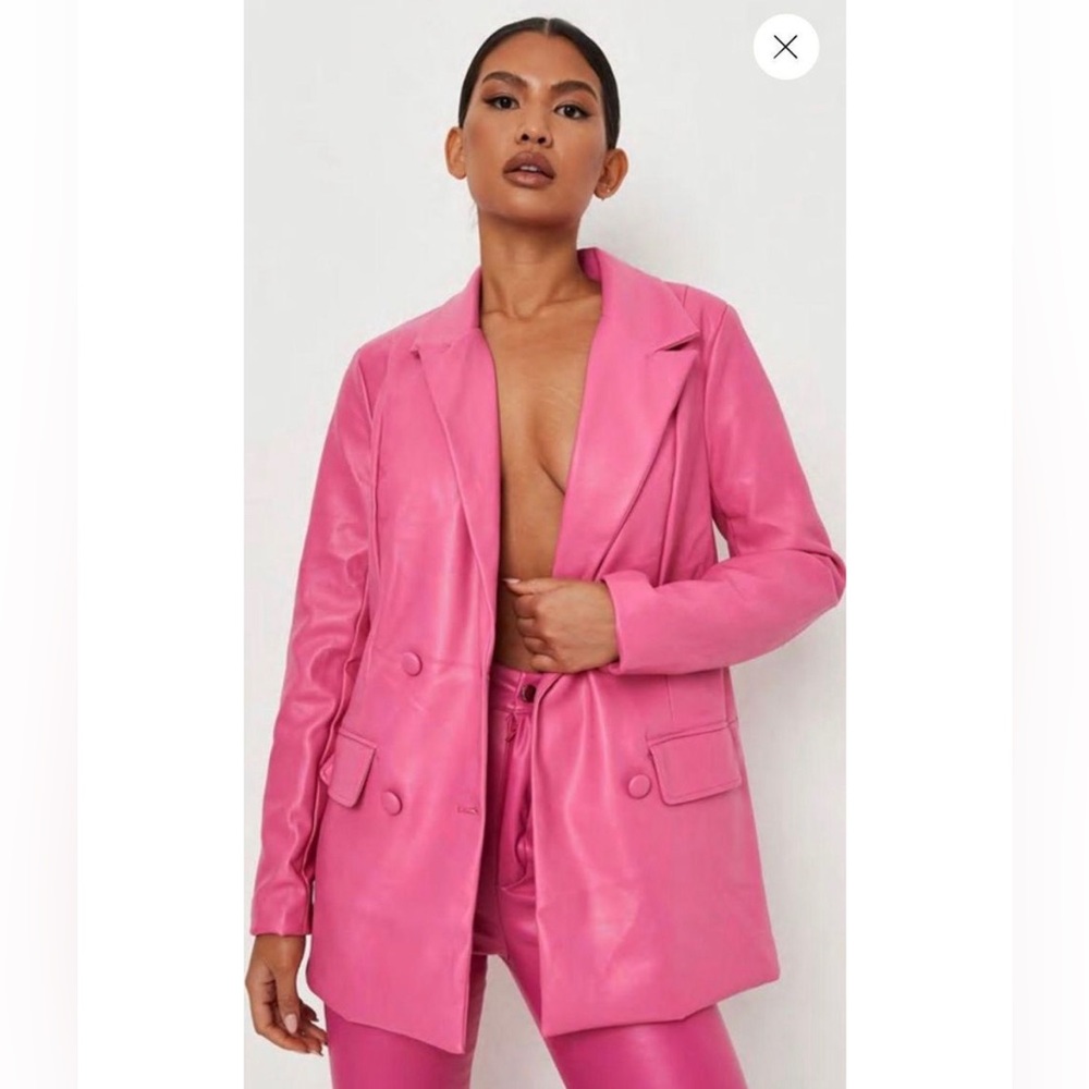 Misguided Faux Leather Pink Jacket